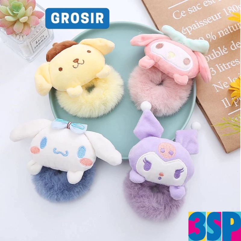 3SP | ART57 Ikat Rambut Scrunchie Karakter Boneka Kartun Jepang Lucu Ikat Rambut Lucu Ikat Rambut Anak Anak Karet Rambut Lucu