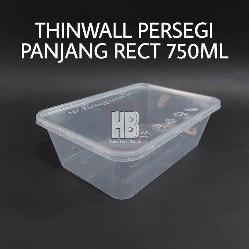 THINWALL REC PERSEGI PANJANG 750ML / KOTAK MICROWAVE DESSERT BOX SALAD BUAH 750 ML