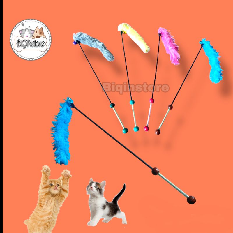 Mainan Stick Kucing Bulu Tongkat mainan Kucing Cat Toys Bulu