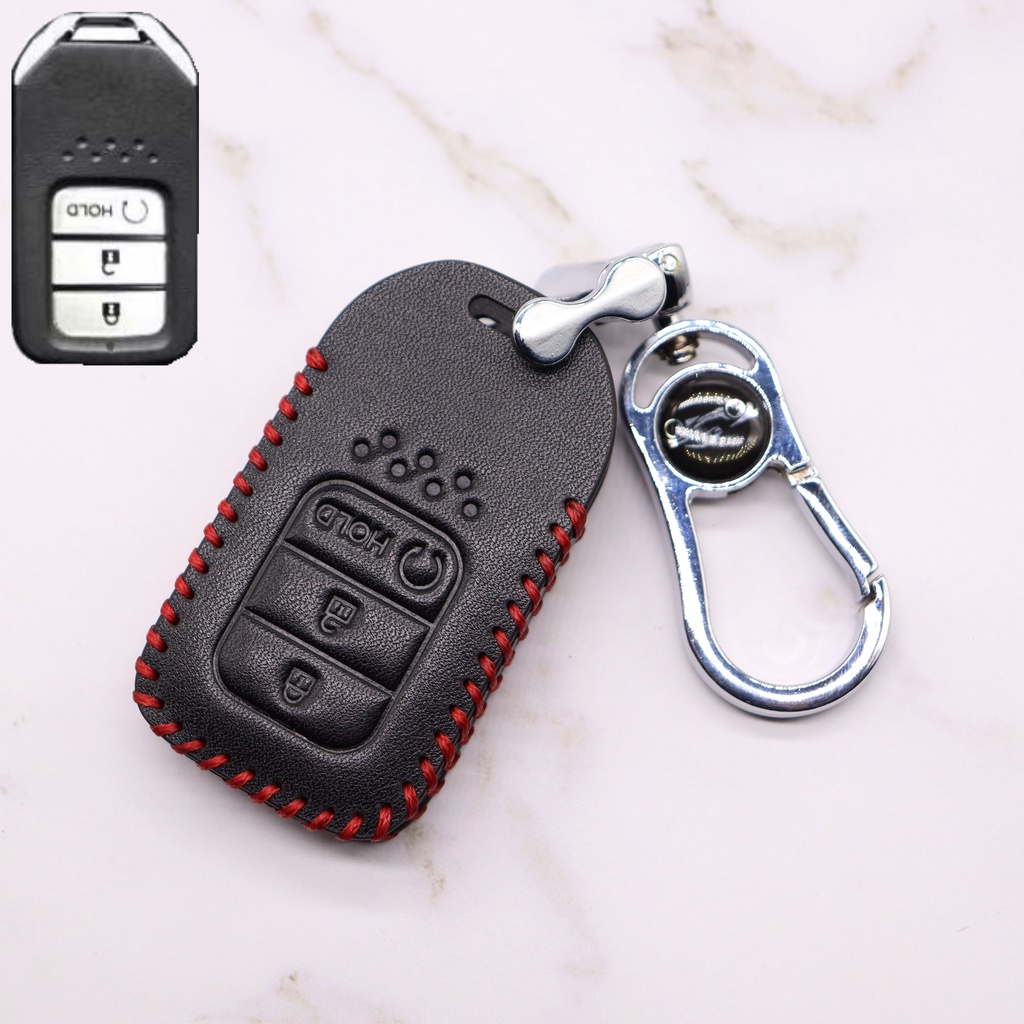 Gantungan Kunci Mobil Keyless Bahan Kulit + Metal Untuk Honda HRV / City / Jazz / BRV / CRV / Accord / Civic