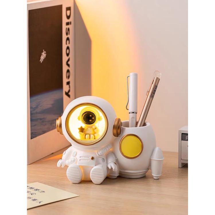 Tempat Pensil Astronot Lampu Meja Lampu Astronaut Souvenir Ulang Tahun Holder Pen Custom Nama