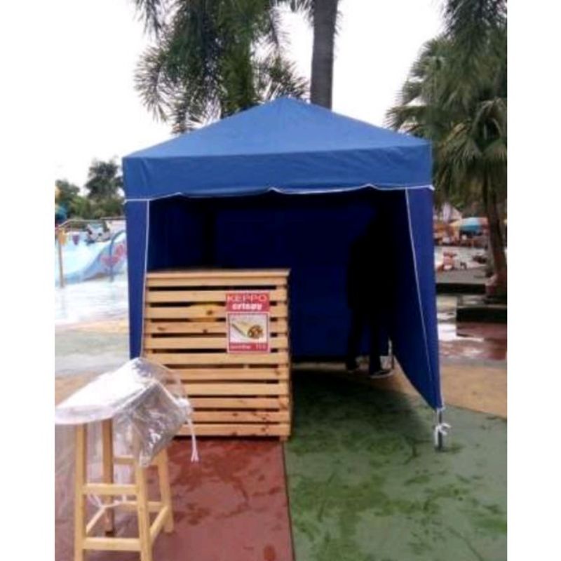 Tenda jualan  bongkar pasang 1,5x1,5 +tirai 3 sisi
