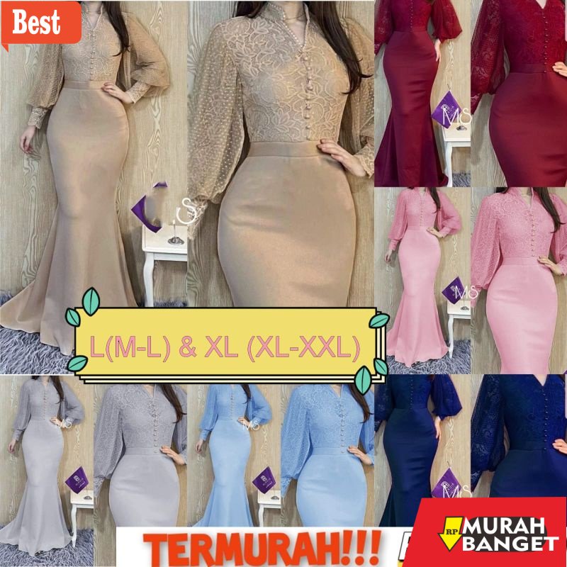 model dress terbaru 2022 DRESS PESTA BRUKAT/ DRES BROKAT BALON/ MAXY Alodia - dm/ GAMIS PESTA LEBARA