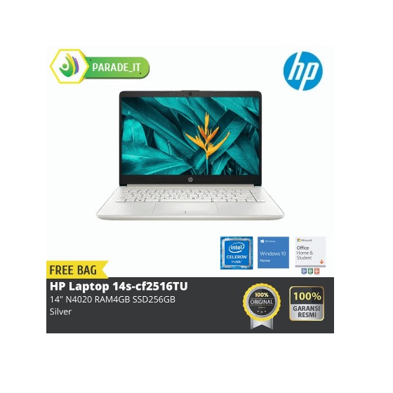 HP Laptop 14s-cf2516TU (14&quot;N4020,4GB,SSD256GB,Silver,OPI)