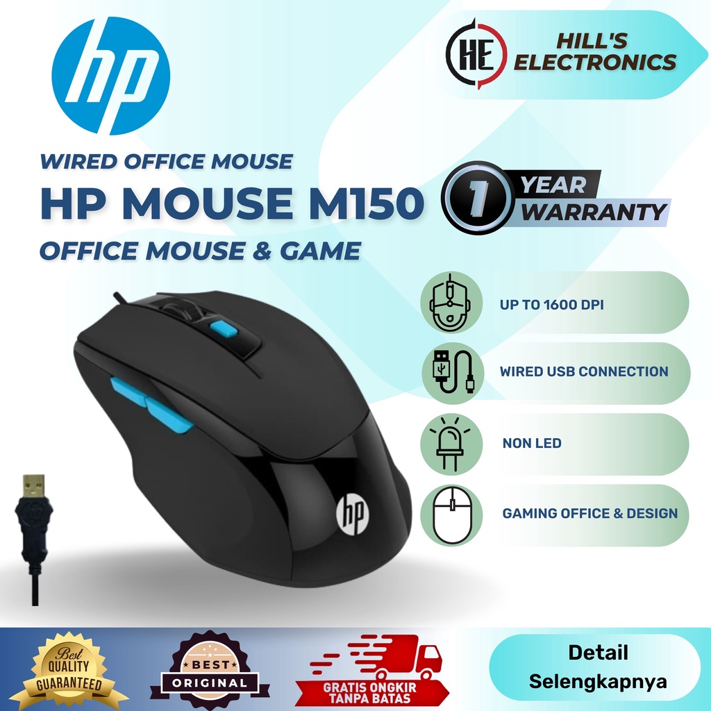 Jual HP M150 Mouse Gaming-1600 DPI 5 Button - White | Shopee Indonesia