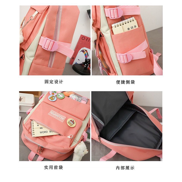 TASHAPPY EL 6789 Tas RANSEL 4IN1 Wanita Canvas Stylish Include Gantungan Boneka model korea supplier tas import GT2038 CR7998 BQ3727