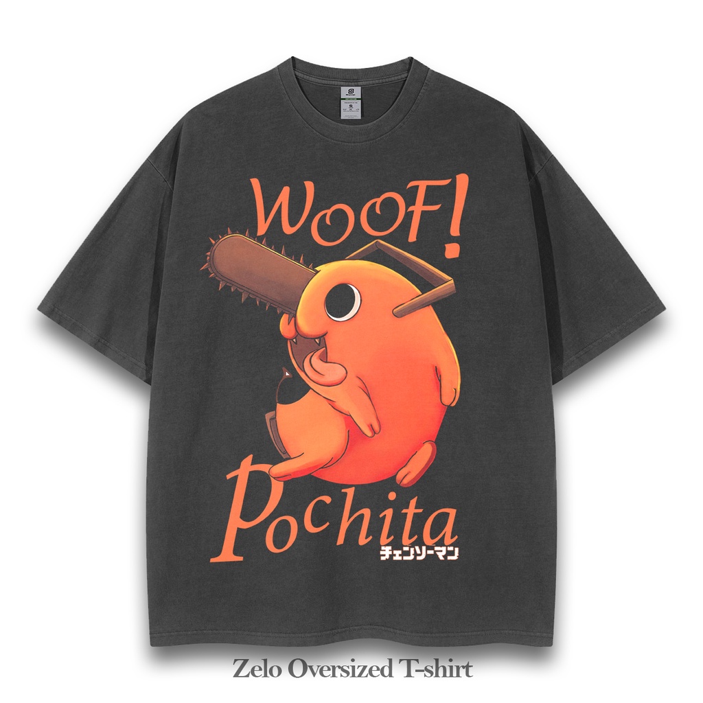 T shirt kaos Pochita Chainsaw man Vintage tee Oversize T shirt Pochita