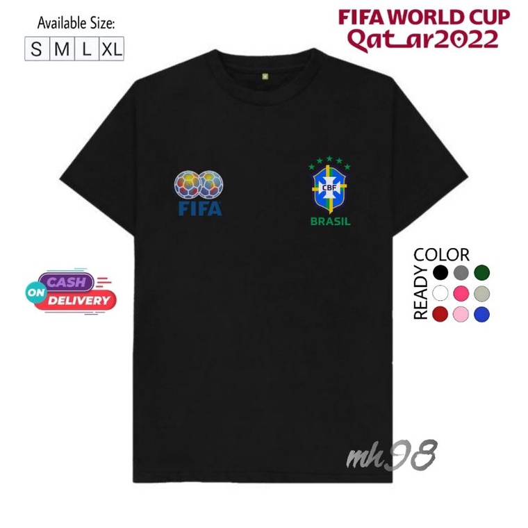 Kaos baju T-shirt piala dunia Qatar 2022 Brasil/Kaos anak piala dunia qatar 2022 Brasil/Baju anak pi