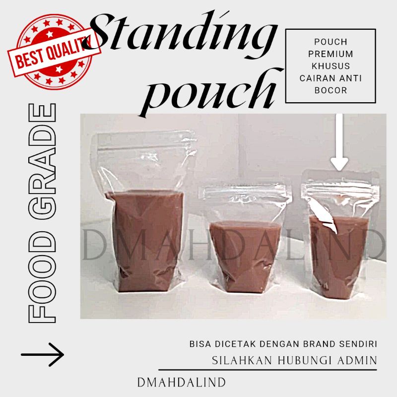 Standing Pouch Premium 13x20 cm Anti Bocor Food Grade Khusus Cairan Minuman Es Pudot 250ml 13 x 20 c