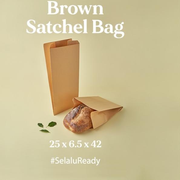 

[Digipack] Brown Satchel Bag 25 x 6.5 x 42 | Kantong Kertas Roti Snack