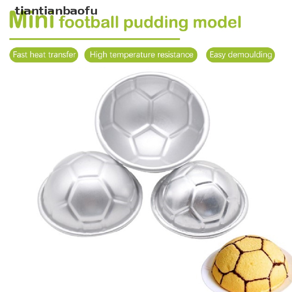Cetakan Kue Bentuk Bola Sepak 3D Bahan Aluminum 3 Ukuran