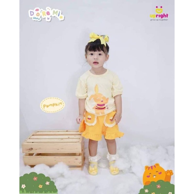 Baju Set Harian Anak Upright Doremi Series 1-5 Tahun FREE SENDAL
