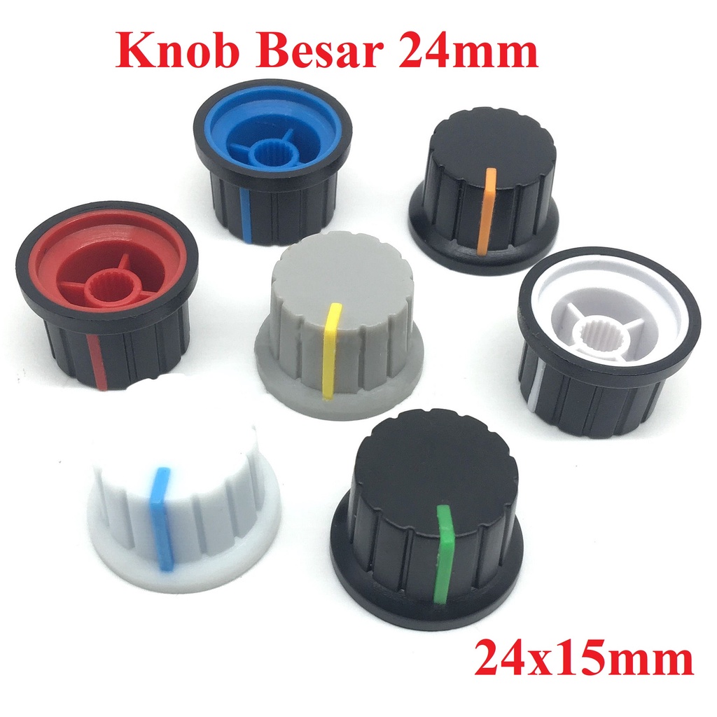 Knop Knob Kenob Kenop Besar Tutup potensio meter potensiometer amplifier Diameter 24mm 24x15mm 15x24 mm