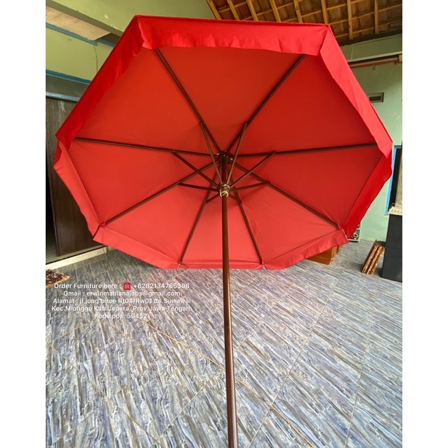 payung taman jati rumbai kain polyster ketahanan 1th Lanawooden.id payung cafe outdoor payung pantai