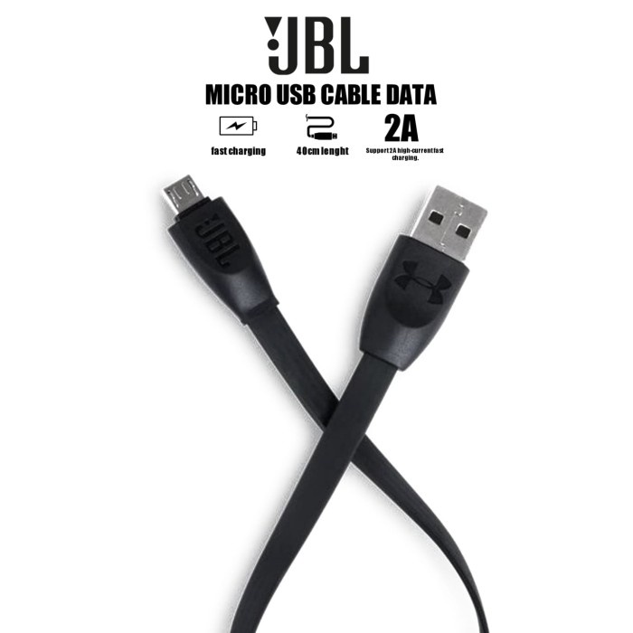 Original JBL Under Armour Micro USB Cable Data 40cm 2A Fast Charging - Hitam HISA