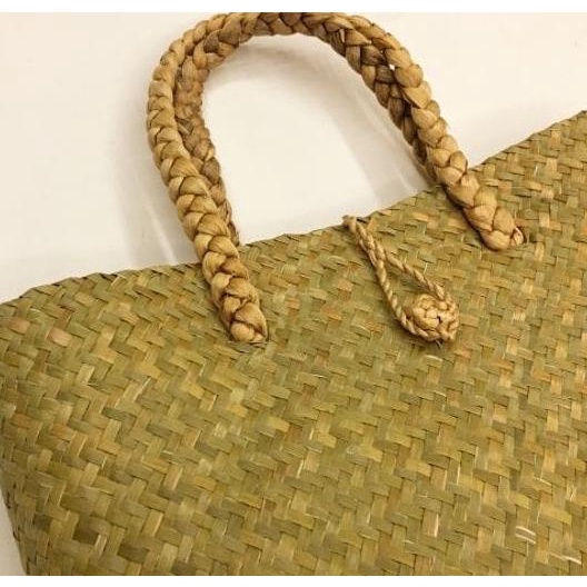 Tas Purun Kotak Tali Eceng Gondok, Tas Anyaman Rotan, Handbag Pandan