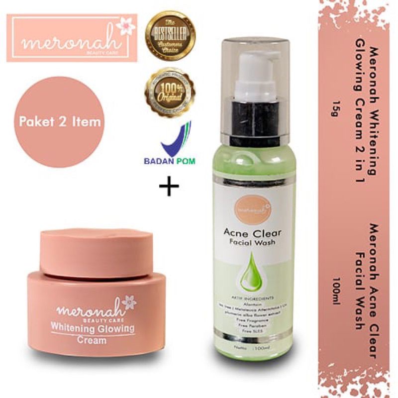 PAKET WAJAH JERAWAT/SENSITIVE/FLEK KUSAM  MERONAH(JERAWAT,BRUNTUS,FLEK)