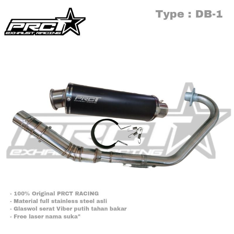 Kenalpot ful sistem Original PRCT RACING Type DB-1 GSX, satria Fu, Vixion, CB, CBR, R15 dll