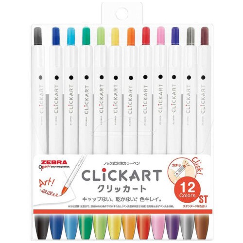 

[COD] Zebra ClickArt Click Art 0.6mm Marker Fine Liner 1 Set 12 Colors - Standard Set ST