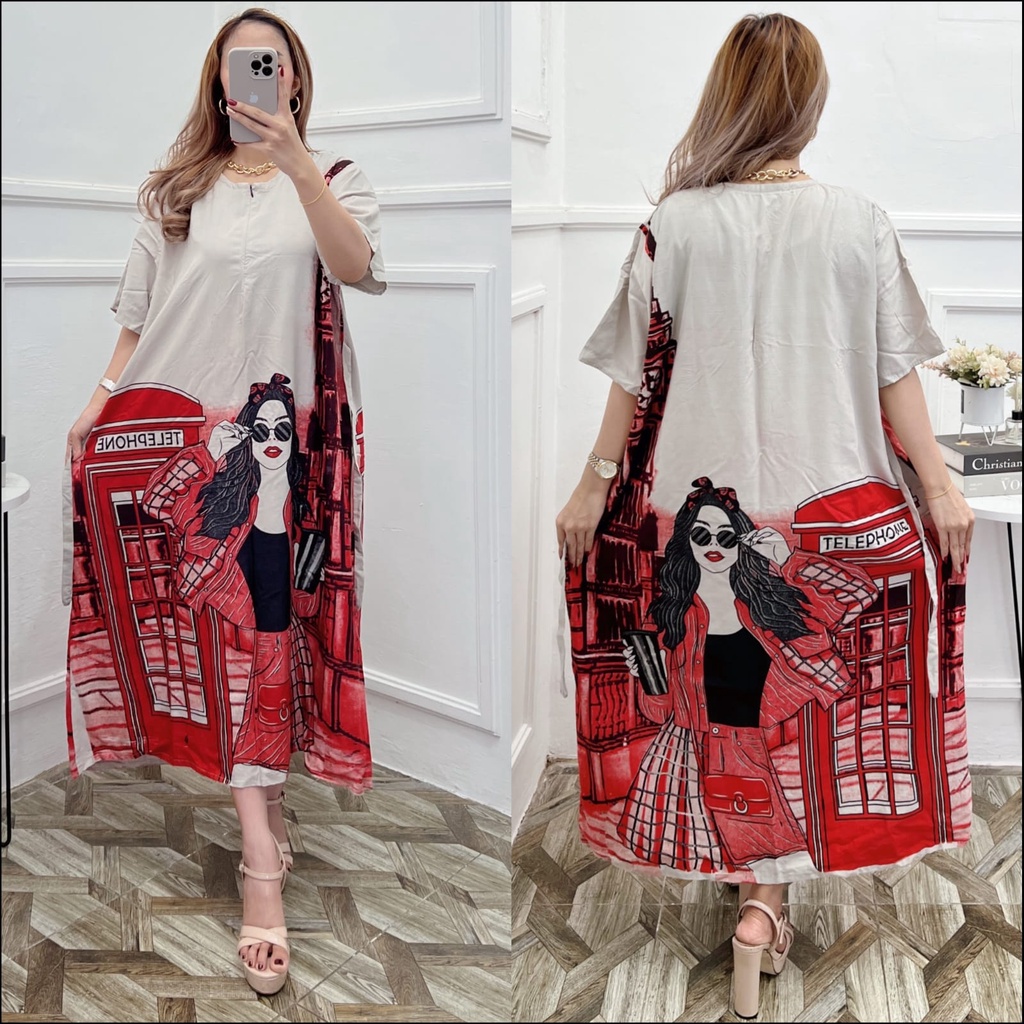 Dress Sofia Telephone Daster kekinian Terbaru Daster Rayon Daster Busui Dress Wanita Bisa COD