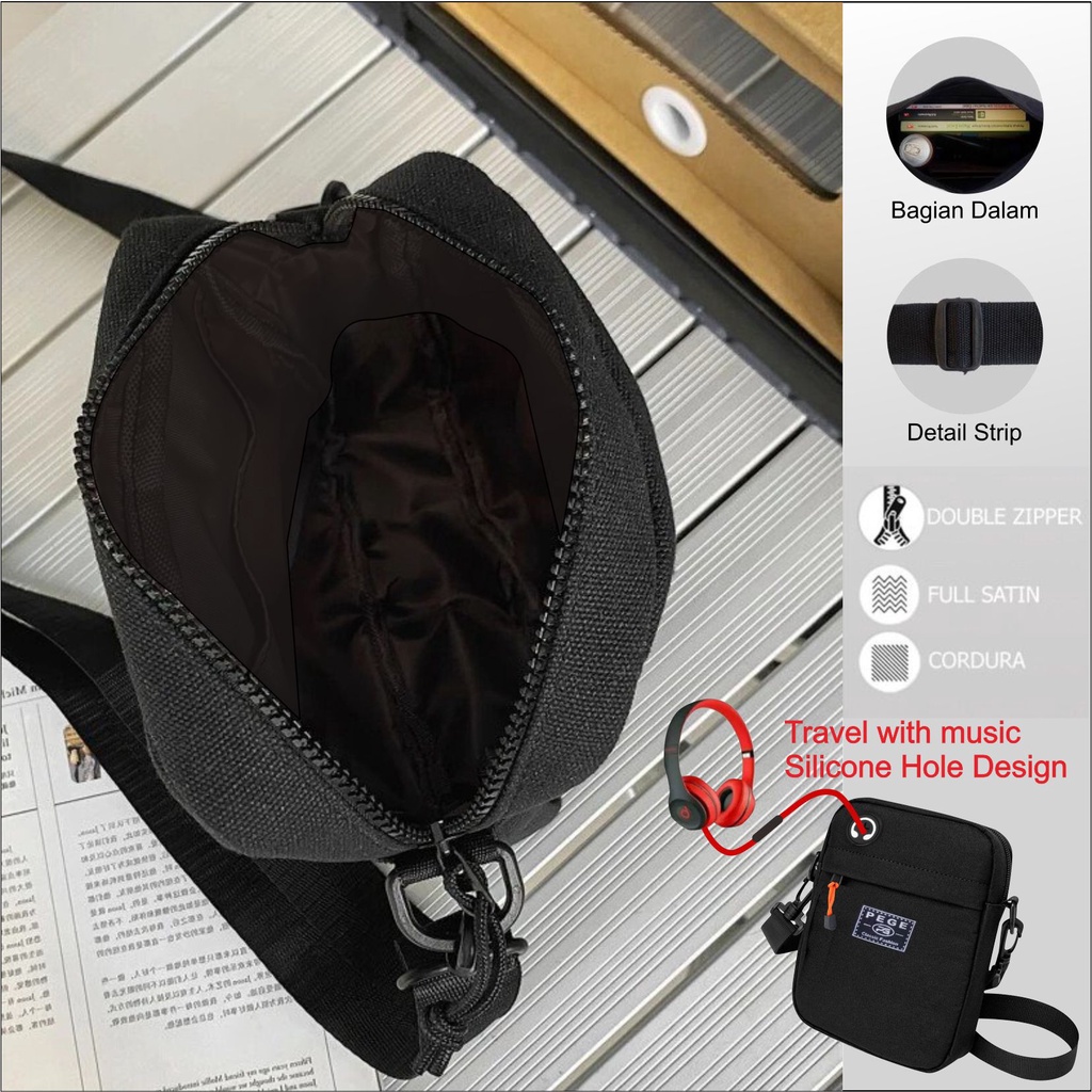 Tas Selempang Bahu Pria PEGE Model Polos - PG 8931