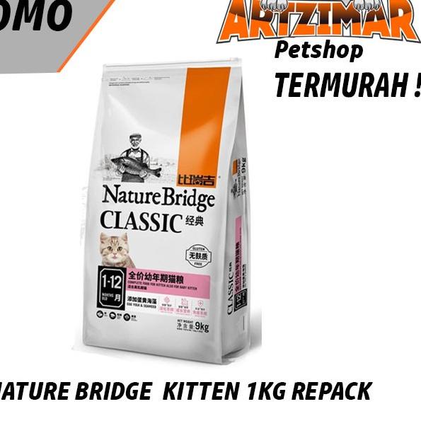 nature bridge kitten 1kg repack makanan kucing cat food