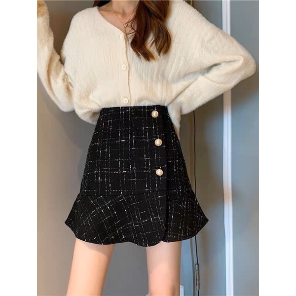 TWEED SKIRT IMPORT ROK WANITA MINI MX617