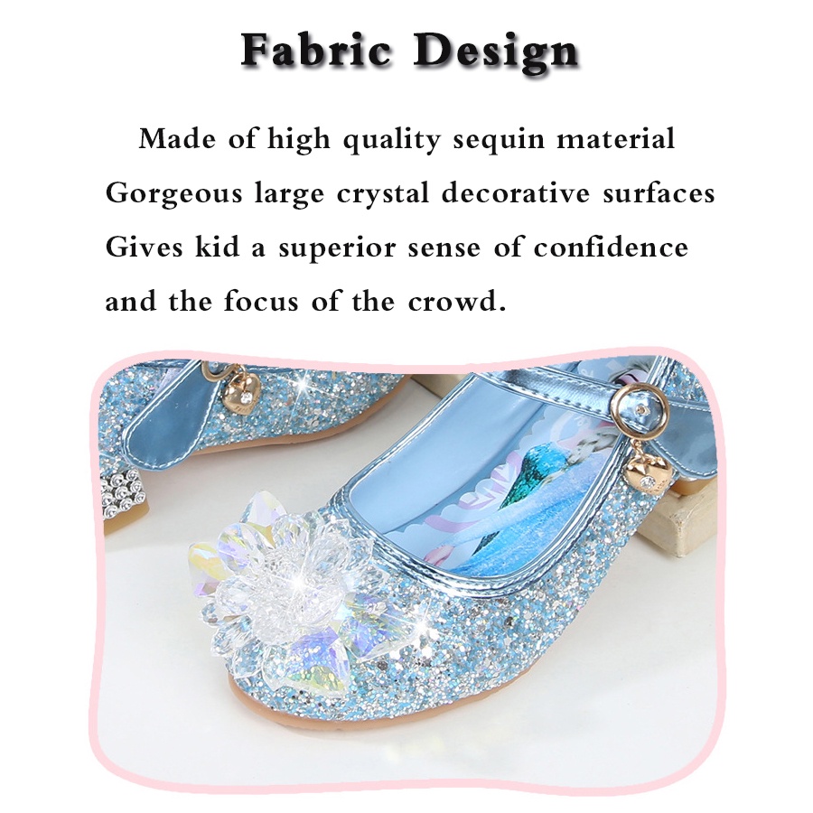 Putri Cantik Sepatu Pesta Anak Perempuan Frozen Elsa Hak tinggi anak perempuan + Kemasan kotak sepatu