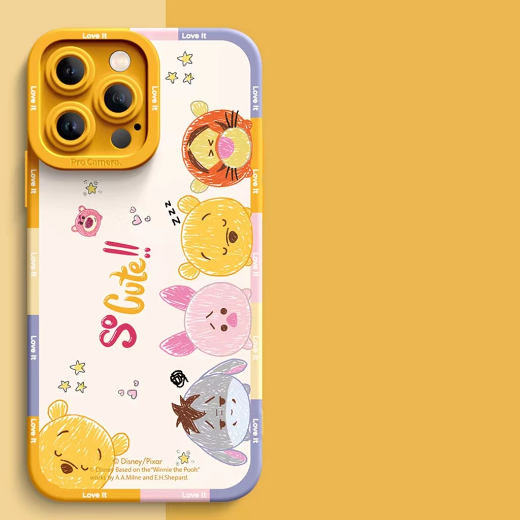 Ins Casing TPU iPhone 14 14pro 14Plus 14prm 13pro 13pro 13prm 11 7Plus 8Plus Xr XS 12pro Max Motif Pooh