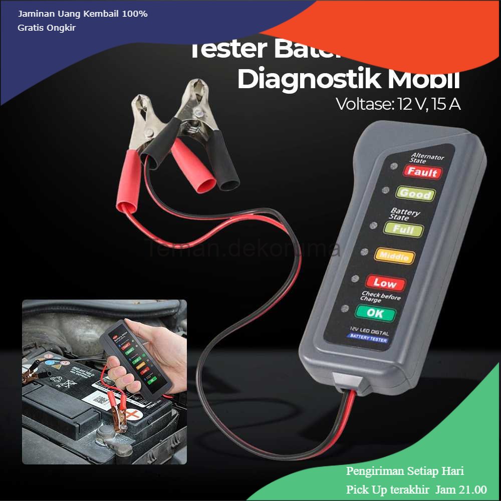 TD- PR2 ELS Tester Baterai Digital Diagnostik Mobil 12V 6 LED - AHX-009