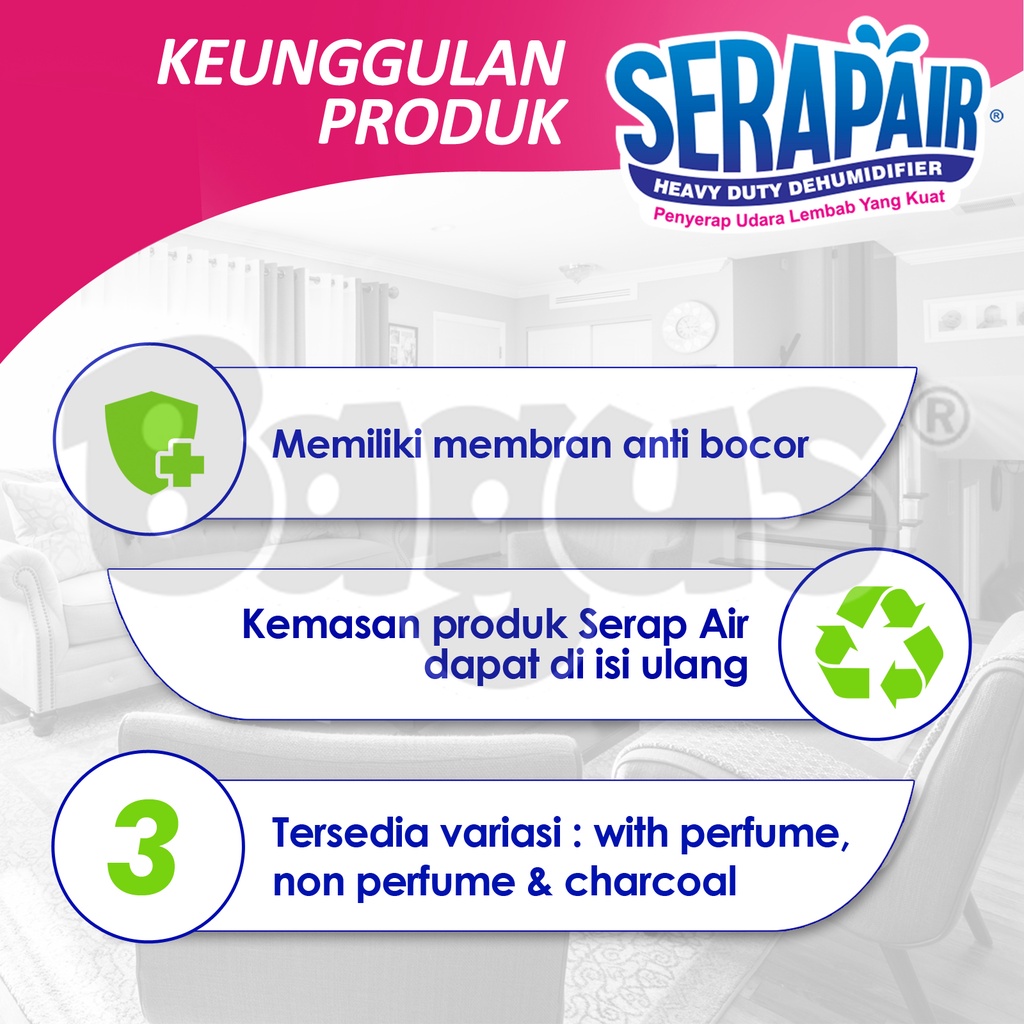 Ktmstore Bagus Serapair Refillable Box 225ml x2 serap air Round Perfume W-20415
