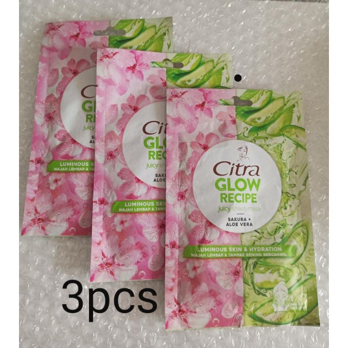 Jual Citra Glow Recipe Sheet Mask / Masker Wajah Sakura + Aloe Vera 25