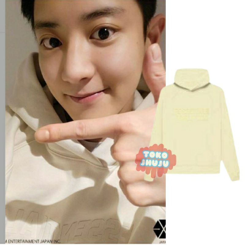 Hoodie Jumper Wanita Chanyeol Exo Esensial Fear Of Gad BESAR Sablon Cream