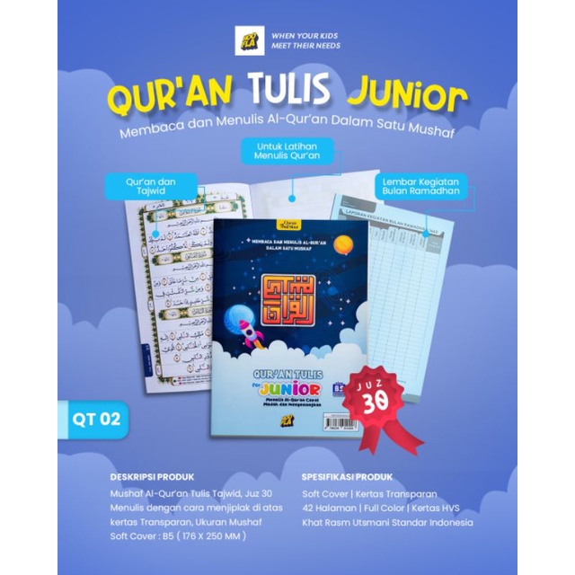 Qur'an Tulis Untuk Anak laki laki dan Perempuan  Belajar Membaca Dan Menulis Qur'an Anak