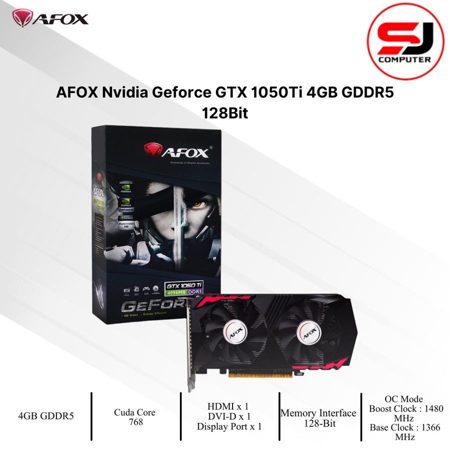 VGA Afox Nvidia Geforce GTX 1050Ti 4GB GDDR5 128Bit