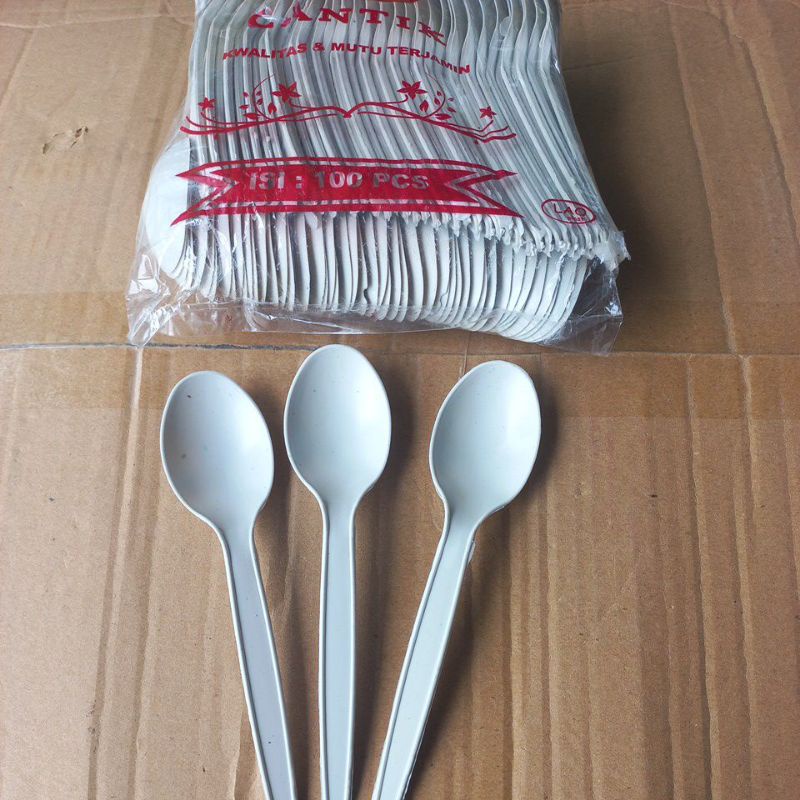 100pcs sendok makan murah putih