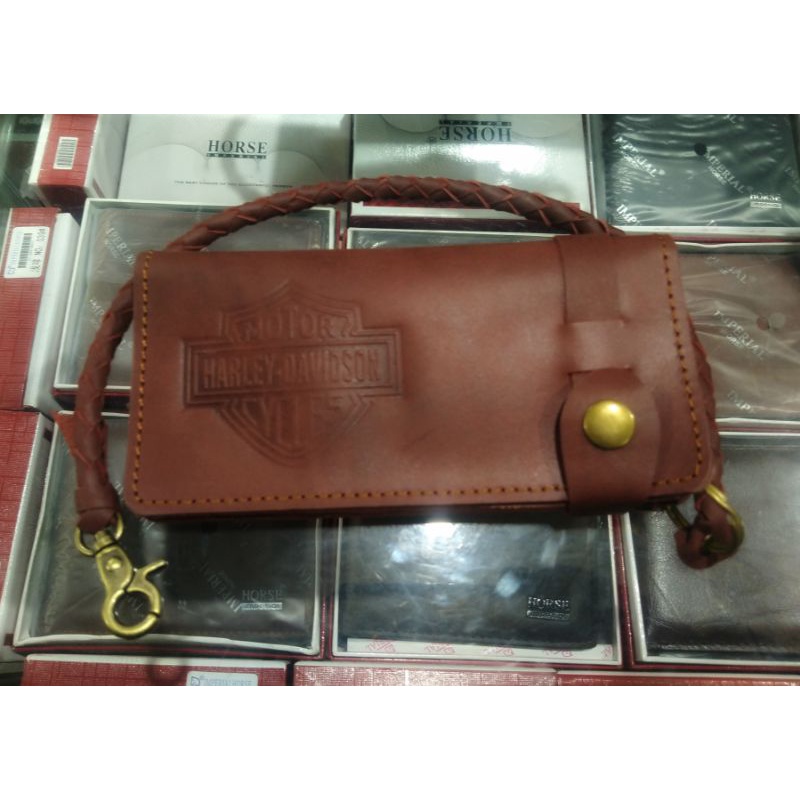 Dompet Kulit Pria + Rantai &quot; Harley Davidson &quot; ( 100% Kulit Asli)