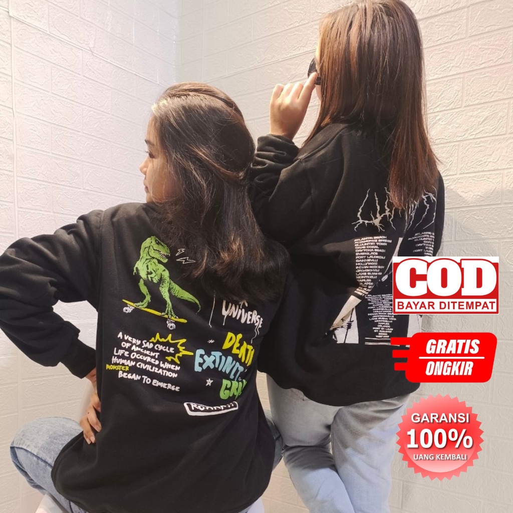 Crewneck Pria Wanita / Sweatshirt Aestethic / Sweater Rajut Black Motif Simpel Pria dan Wanita Premium Quality