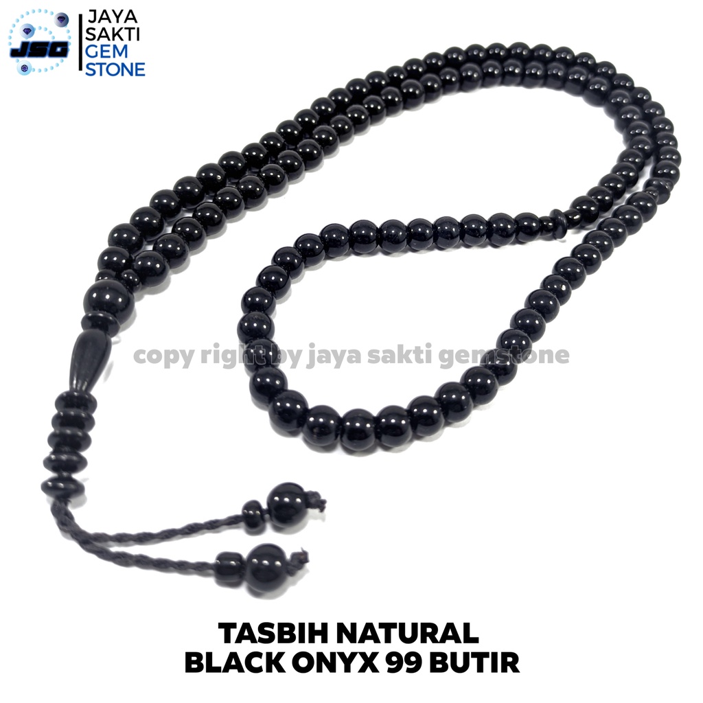 Tasbih Natural Black Onyx / Giok Hitam 99 Butir Aksesoris Oleh Oleh Haji dan Umroh