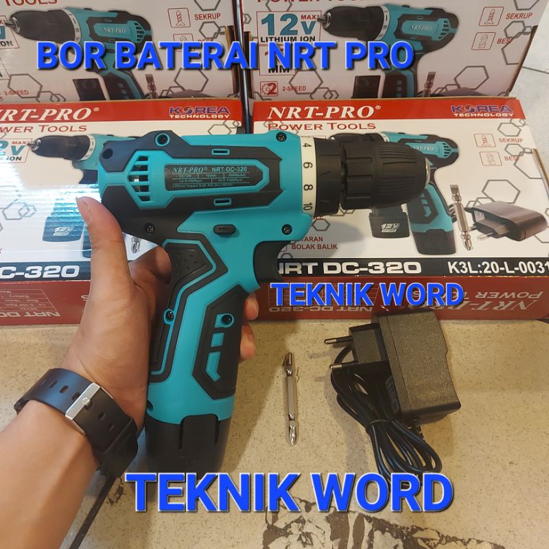 MESIN BOR CORDLESS NRT PRO DC 320 12V / BOR BATERAI NRT PRO 12V DC 320