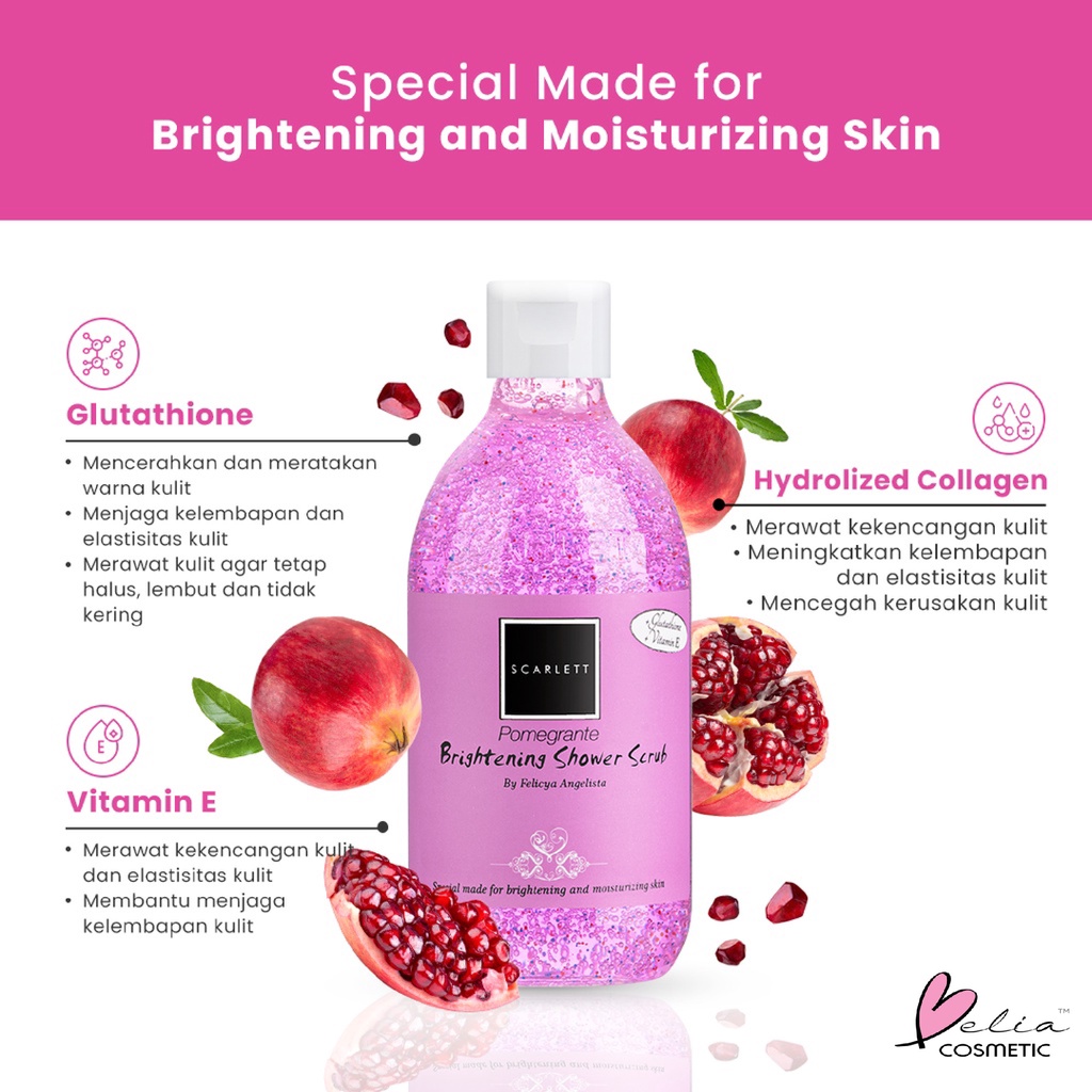 ❤ BELIA ❤ SCARLETT Whitening Shower Scrub 300ml | Sabun Mandi Mewah | Sabun Cair | Whitening Body Wash | BPOM