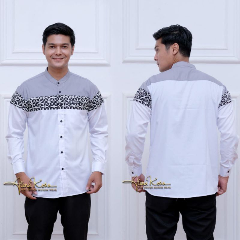 BAJU KEMEJA KOKO PRIA LENGAN PANJANG M L XL TERBARU KOMBINASI BATIK