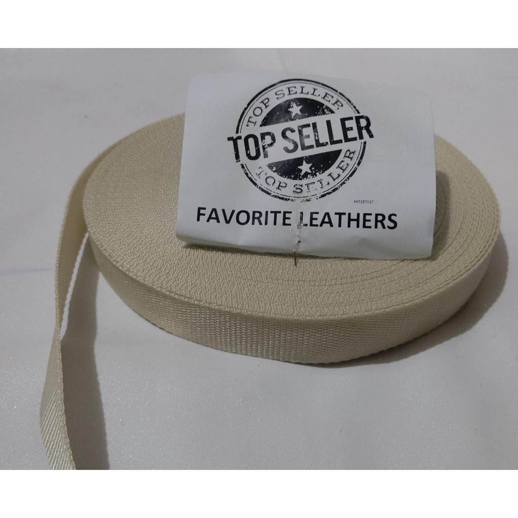 Nylon Webbing KK25 UKURAN 2,5CM /25MM / UKURAN 24METER / HARGA PER ROLL WARNA CREAM TERANG