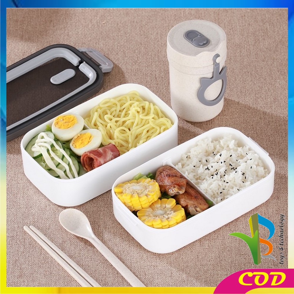 RB-C376 Lunch Box Double Layer Kotak Makan 2 Tingkat Kotak Bekal / Bento Box 4 Sekat / Rantang Susun 2 / Tempat Makanan Susun