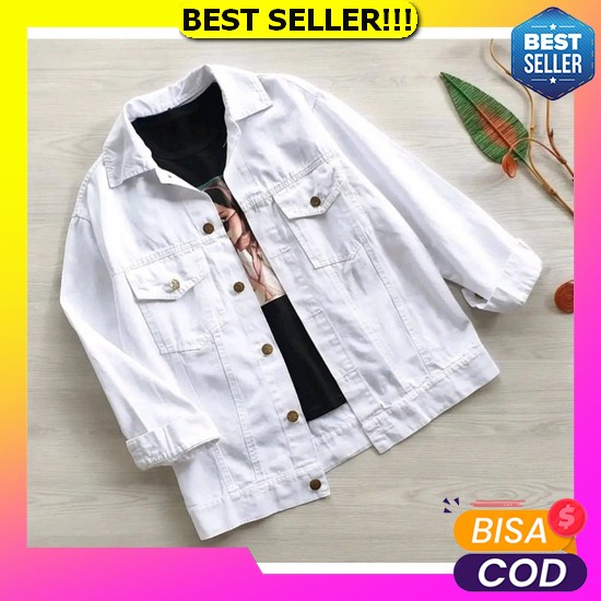 Baju Jaket Jeans Jins Biondy Warna Warni Crop Krop Top Denim Levis Lepis Remaja Oversize Outer Rompi