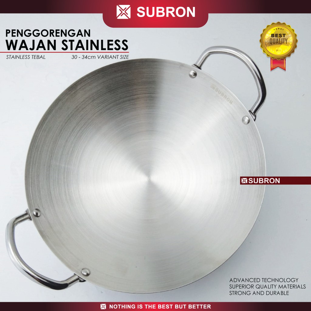 Wajan Penggorengan Stainless Steel Tebal 30cm 32cm - SUBRON