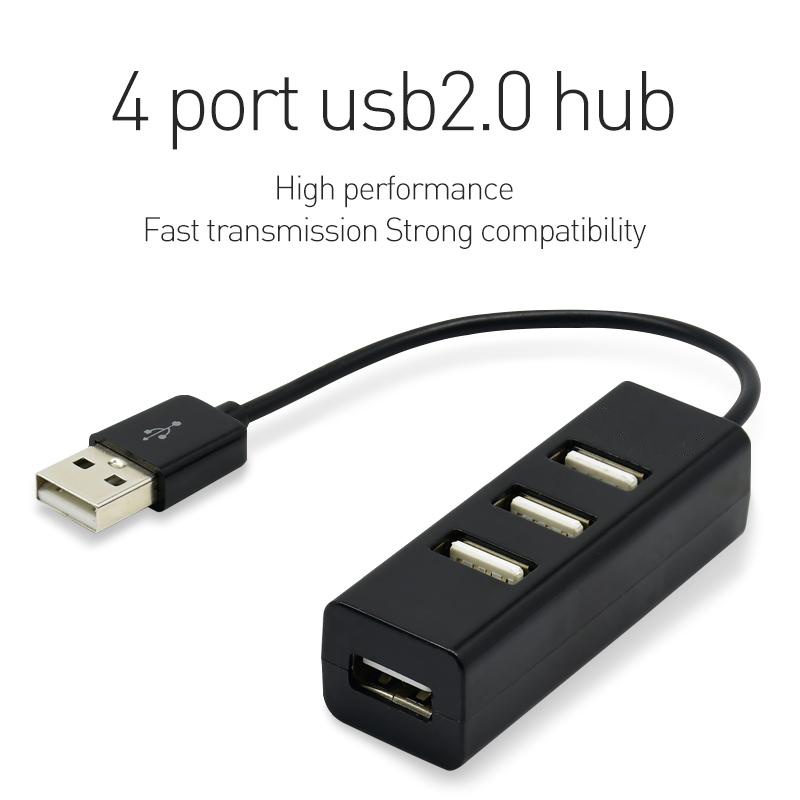 Adapter Hub 4 Port USB 2.0 Mini Kecepatan Tinggi Warna Hitam Untuk PC / Komputer