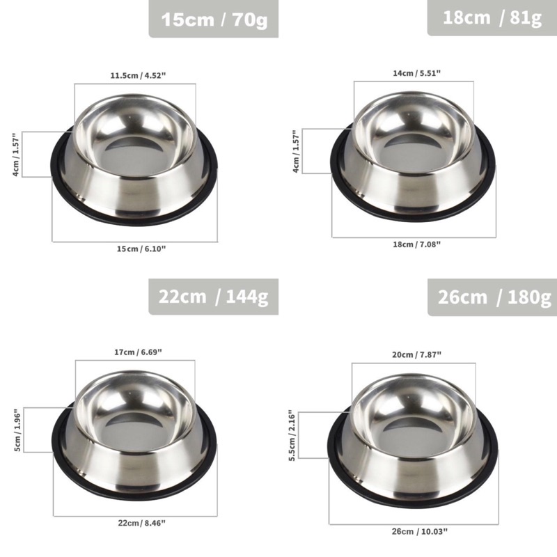 PET Bowl Stainless Mangkok Makan Minum Anjing Kucing Dog Cat Anti Slip