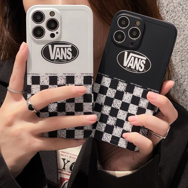 Luxury IMD Case HP iP IPhone X Xr Xs Max14 Plus+Apple IPhone 11 12 13 Pro Max Sarung Silikon Pria Casing HP Vans Checkerboard