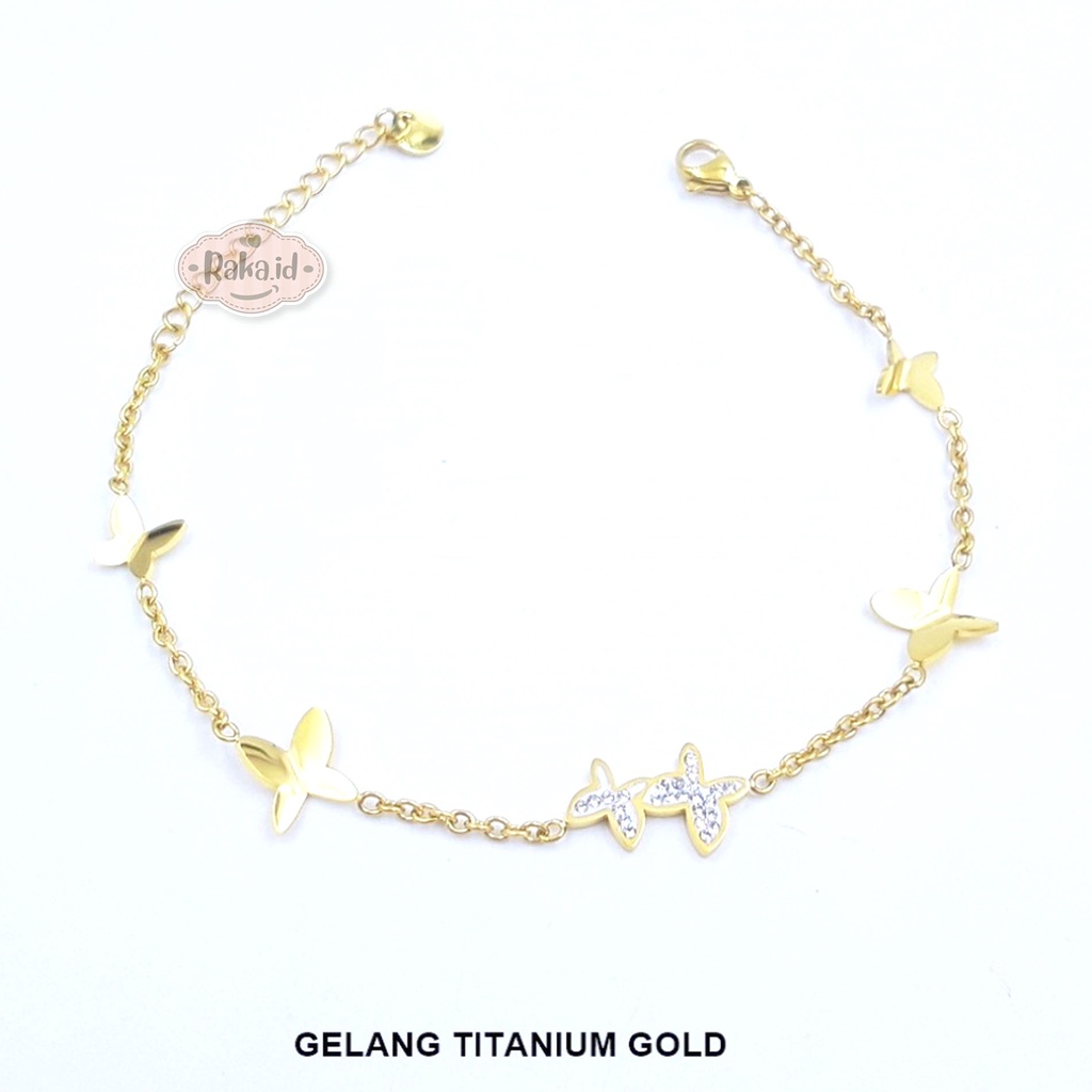 Gelang Titanium Wanita Anti Karat Motif Kupu 1211